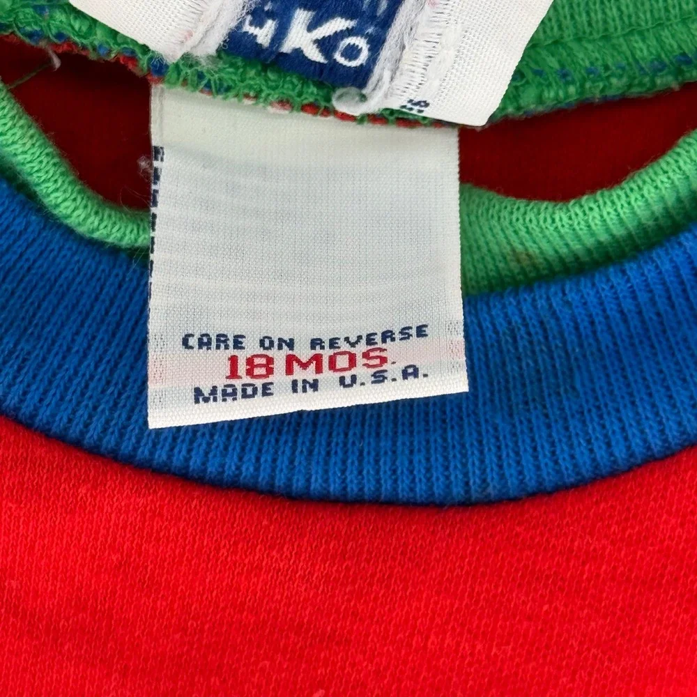 VTG OshKosh Bgosh Shirt 18M Made in USA 80s 90s Colorblock Sailboat Red Single